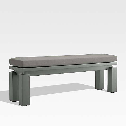 Walker 58" Metal Outdoor Dining Bench with Canvas Charcoal Sunbrella ® Cushions