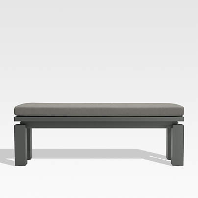 Walker Metal Outdoor Dining Bench with Canvas Charcoal Sunbrella ® Cushions