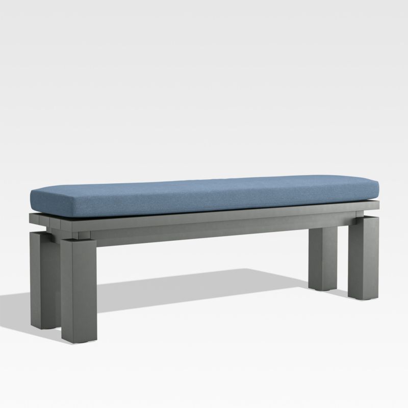 Walker Metal Outdoor Dining Bench with Sapphire Sunbrella ® Cushion