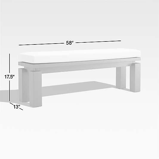 Walker Metal Outdoor Dining Bench with White Sunbrella ® Cushions