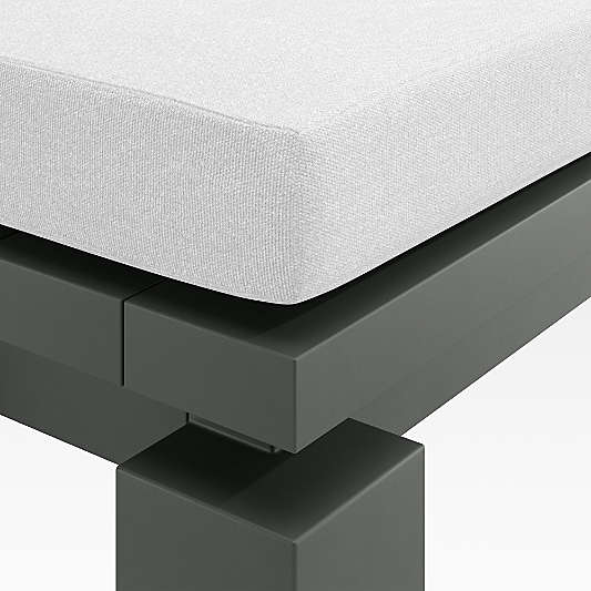 Walker Metal Outdoor Dining Bench with Canvas White Sunbrella ยฎ Cushions