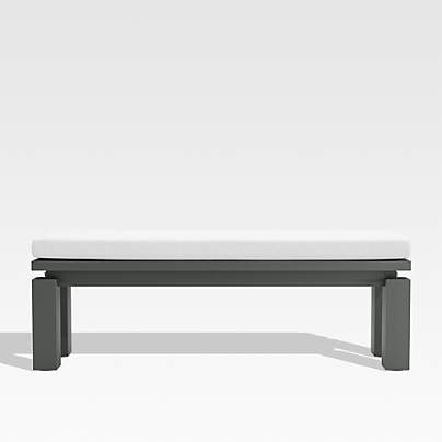 Walker Metal Outdoor Dining Bench with Canvas White Sunbrella ® Cushions