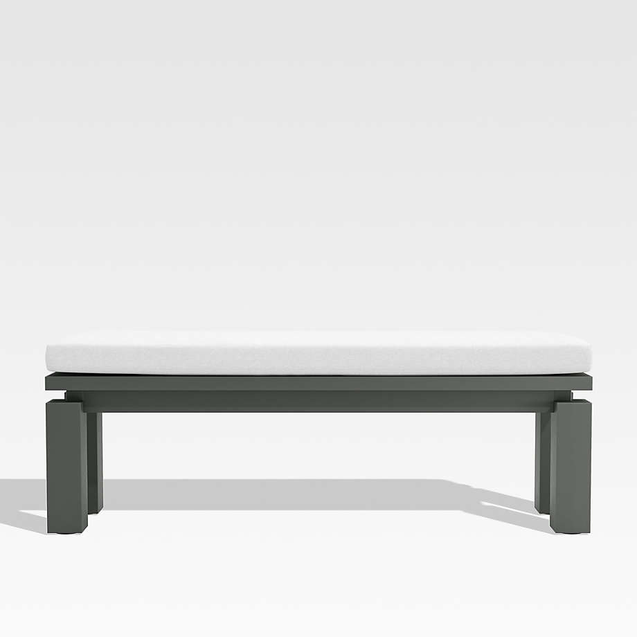Walker Metal Outdoor Dining Bench with White Sunbrella ® Cushions