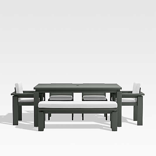 Best Outdoor Dining Kitchen Furniture For Your Patio 2024 Crate   Walker Metal Outdoor Dining Set With White Cushions 