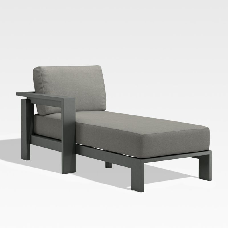 Walker Left Arm Metal Outdoor Chaise with Graphite Sunbrella Cushions - image 0 of 2