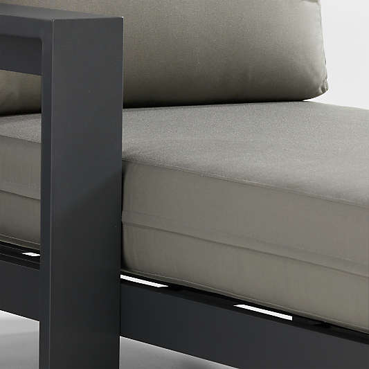 Walker Left-Arm Metal Outdoor Chaise with Canvas Charcoal Sunbrella Cushions