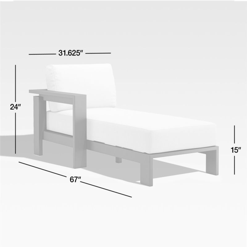 View Walker Left Arm Metal Outdoor Chaise with White Cushions - image 2 of 3