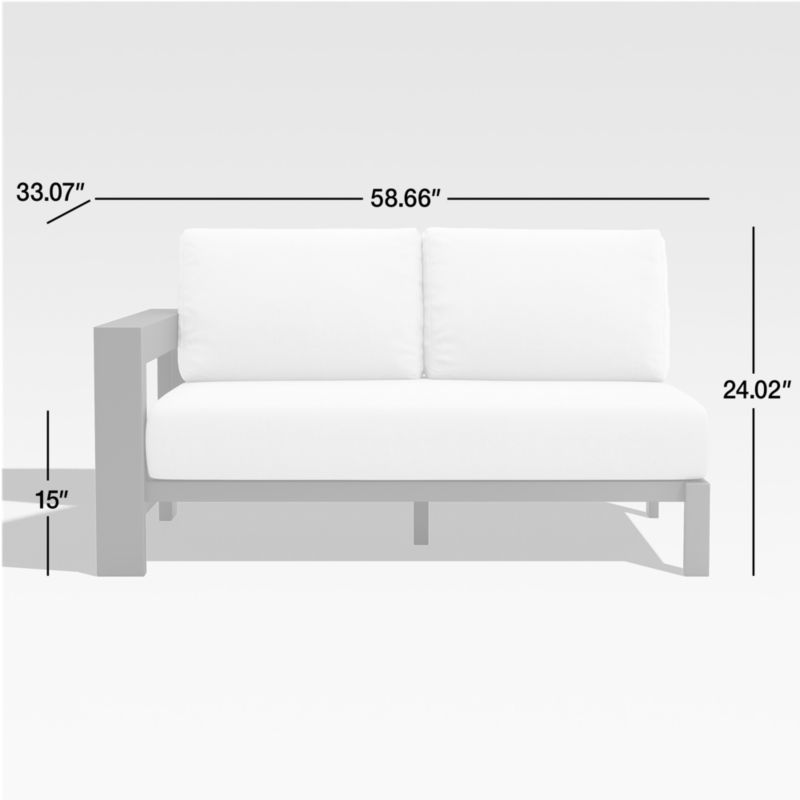 View Walker Left Arm Metal Outdoor Loveseat with White Cushions - image 2 of 5