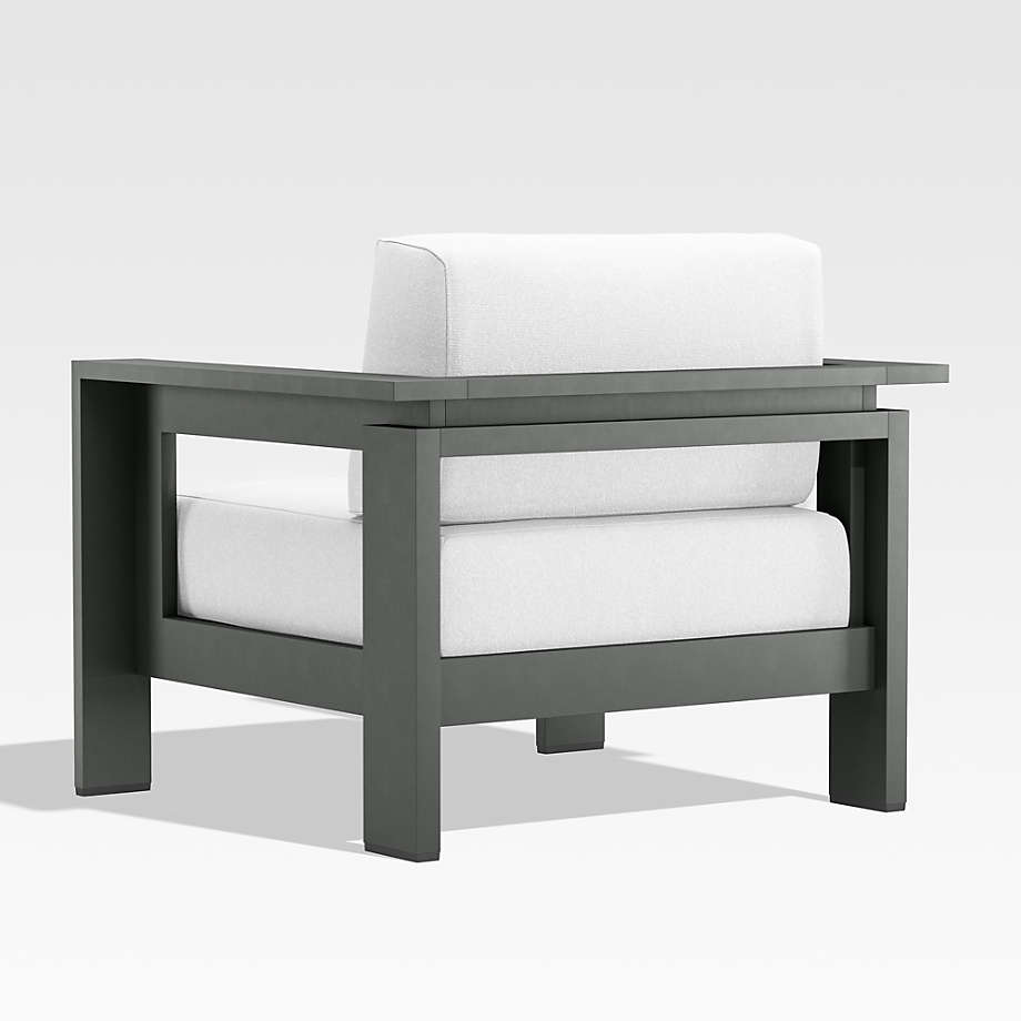 Walker Metal Outdoor Dining Bench Graphite Sunbrella Cushion +