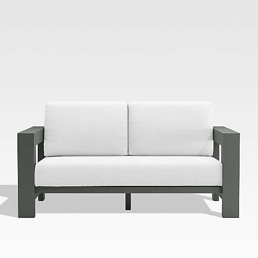 Walker Metal Outdoor Loveseat with White Sunbrella ® Cushions