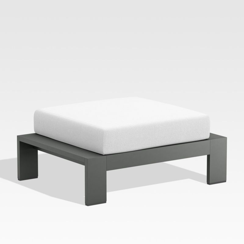 Walker Metal Outdoor Ottoman with White Sunbrella ® Cushions