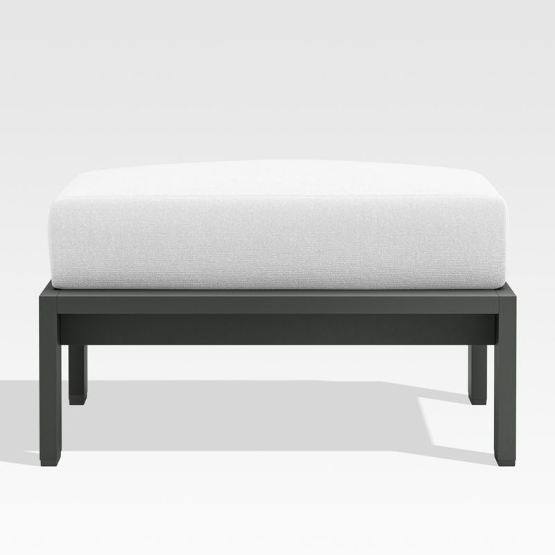 Walker Metal Outdoor Ottoman with White Sunbrella ® Cushions