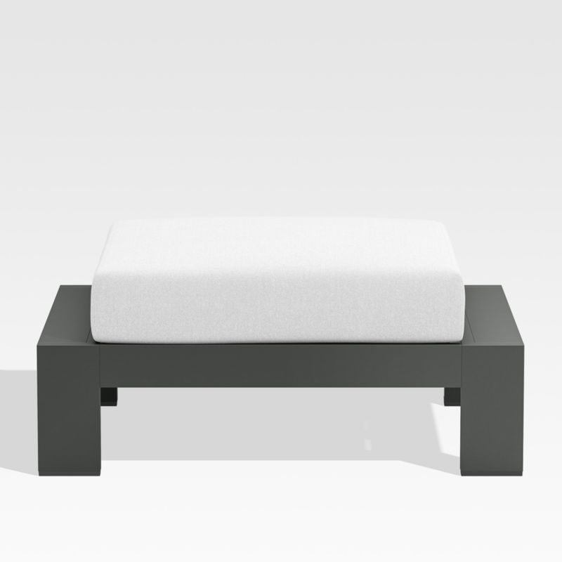 Walker Metal Outdoor Ottoman with White Sunbrella ® Cushions