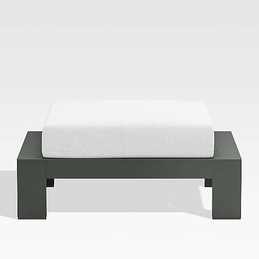 Walker Metal Outdoor Ottoman with White Sunbrella ® Cushions