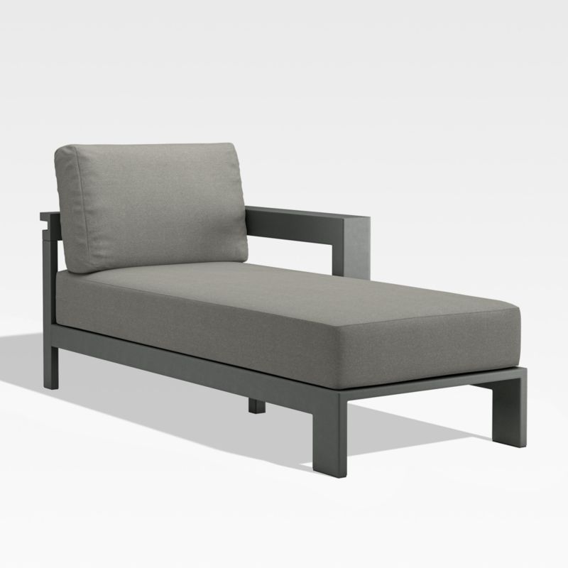 Walker Right Arm Metal Outdoor Chaise with Graphite Sunbrella Cushions - image 0 of 2