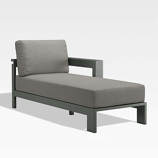 Walker Right Arm Metal Outdoor Chaise with Graphite Sunbrella Cushions