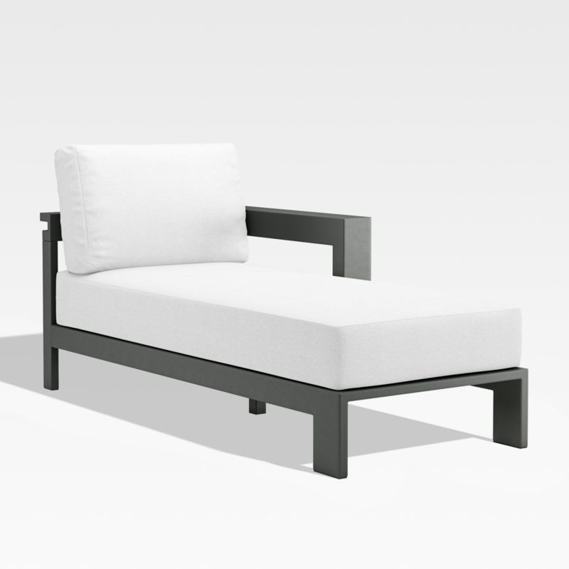 Walker Right Arm Metal Outdoor Chaise with White Cushions - image 0 of 6