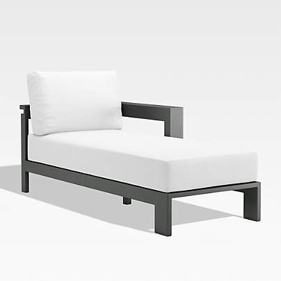 Walker Right Arm Metal Outdoor Chaise with White Cushions