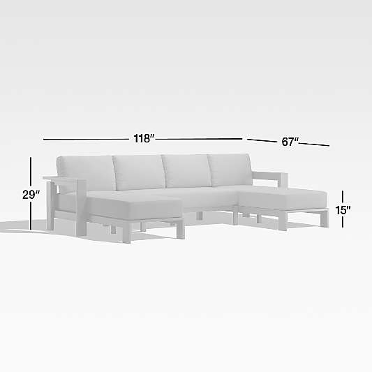 Walker Metal Double Chaise Outdoor Sectional Sofa with Graphite Sunbrella ® Cushions