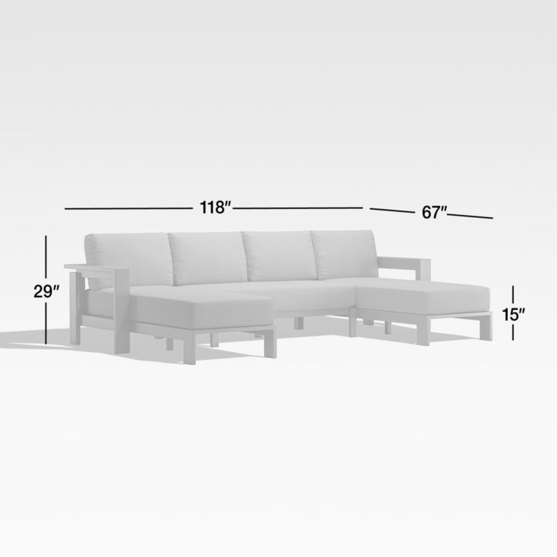 Walker Metal Double-Chaise Outdoor Sectional Sofa with Cast Charcoal Grey Sunbrella ® Cushions