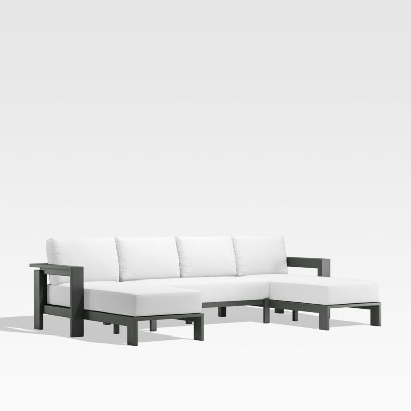 Walker Metal Double Chaise Outdoor Sectional Sofa with White Sunbrella ® Cushions - image 0 of 7