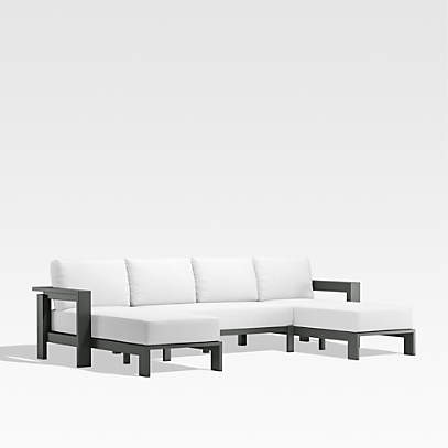 Walker Metal Double Chaise Outdoor, Patio Sectional Sofa Metal