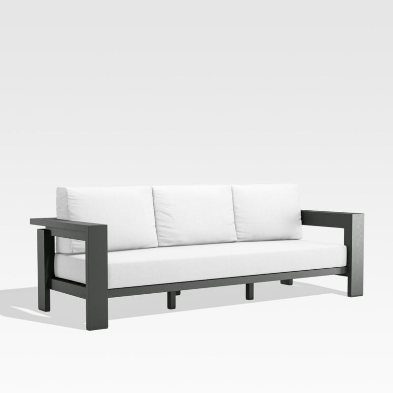 Walker 90" Metal Outdoor Sofa with White Sunbrella ® Cushions - image 8 of 14