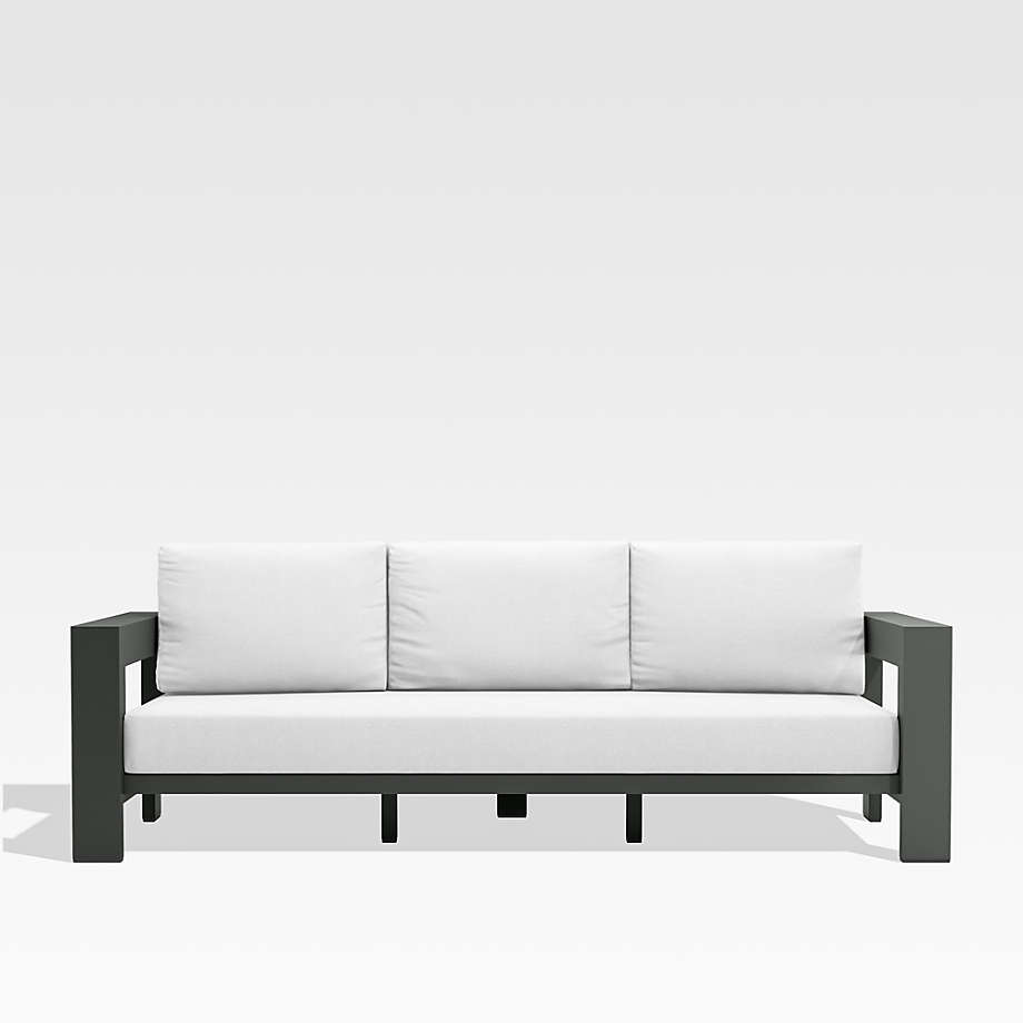 Walker Metal Outdoor Sofa with White Sunbrella ® Cushions