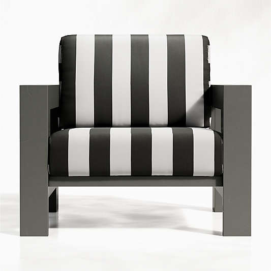 Walker Outdoor Metal Lounge Chair with Black Cabana Stripe Sunbrella ® Cushions