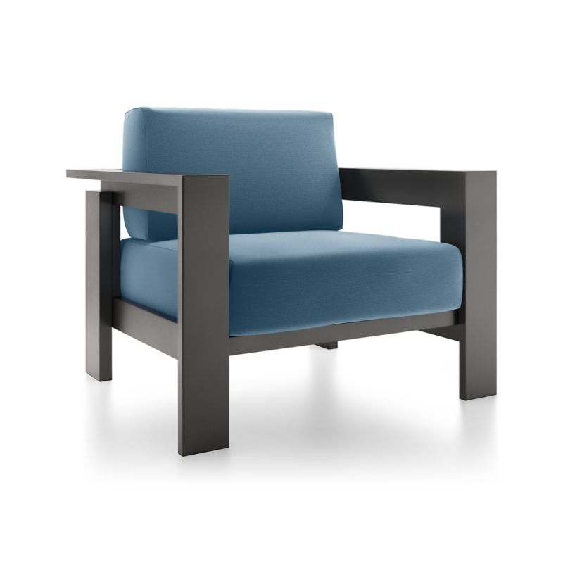 Walker Metal Outdoor Lounge Chair with Sapphire Sunbrella ® Cushions