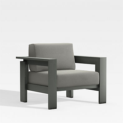View Walker Metal Outdoor Lounge Chair with Canvas Charcoal Sunbrella ® Cushions details