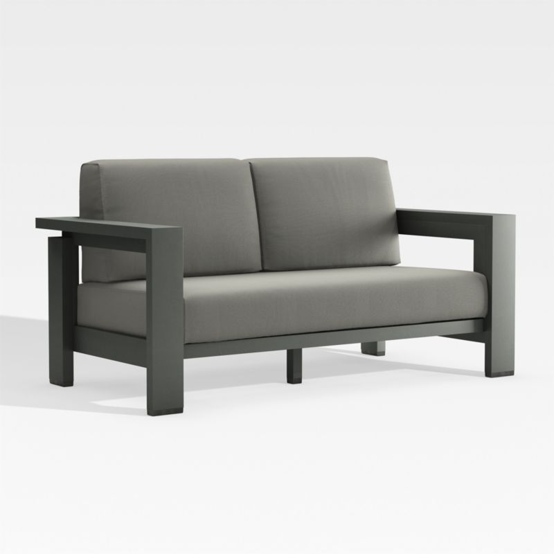 Walker 63" Metal Outdoor Loveseat with Graphite Sunbrella ® Cushions - image 5 of 10