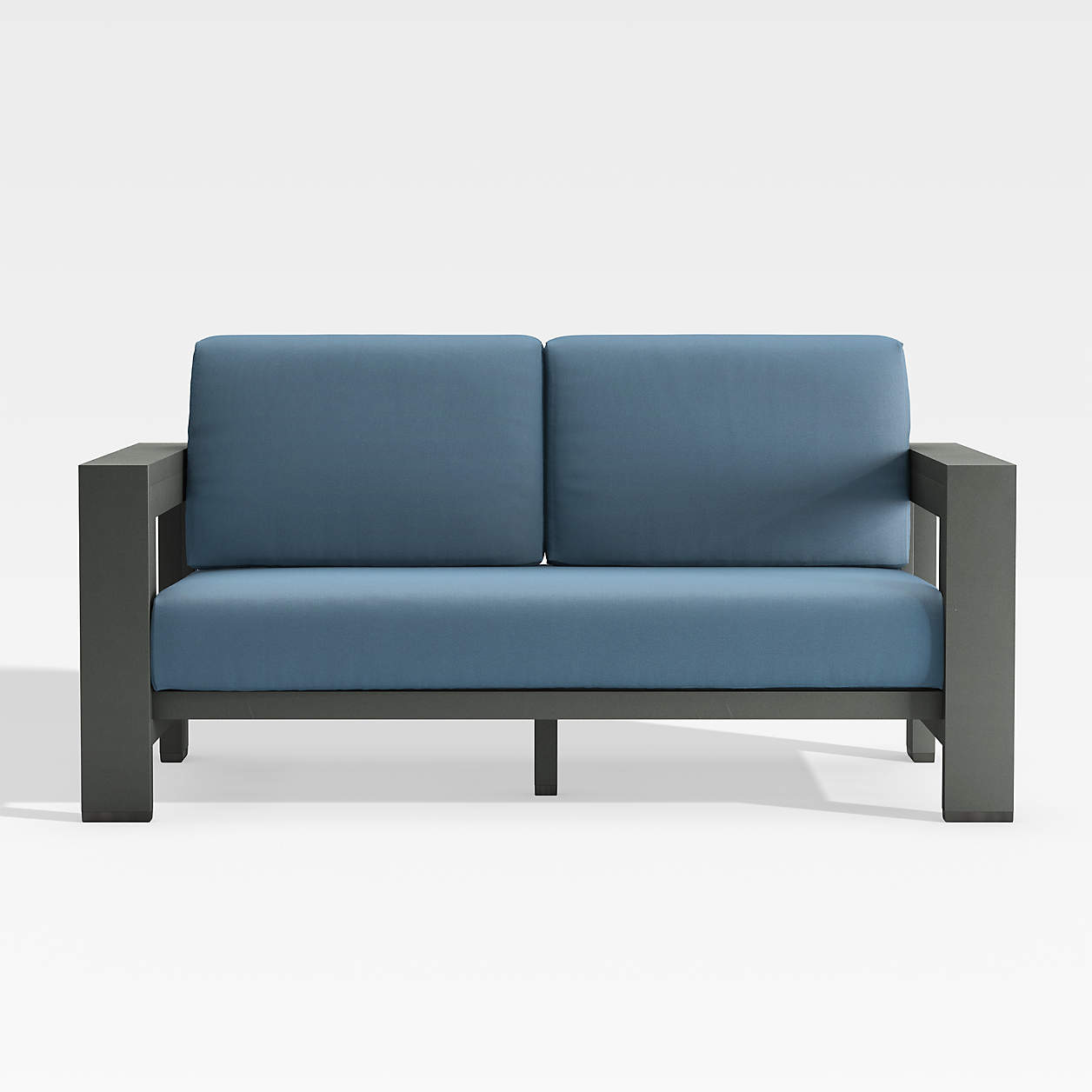 Walker Metal Outdoor Patio Loveseat with Sapphire Sunbrella Cushions