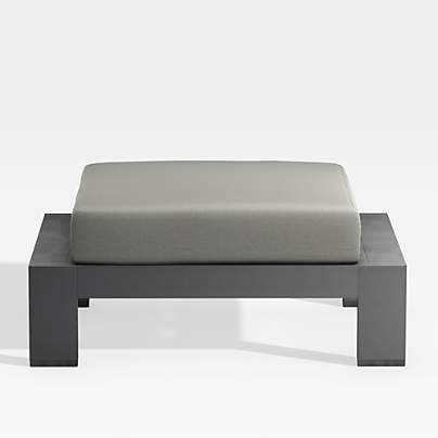 Walker Metal Outdoor Ottoman with Canvas Charcoal Sunbrella ® Cushions