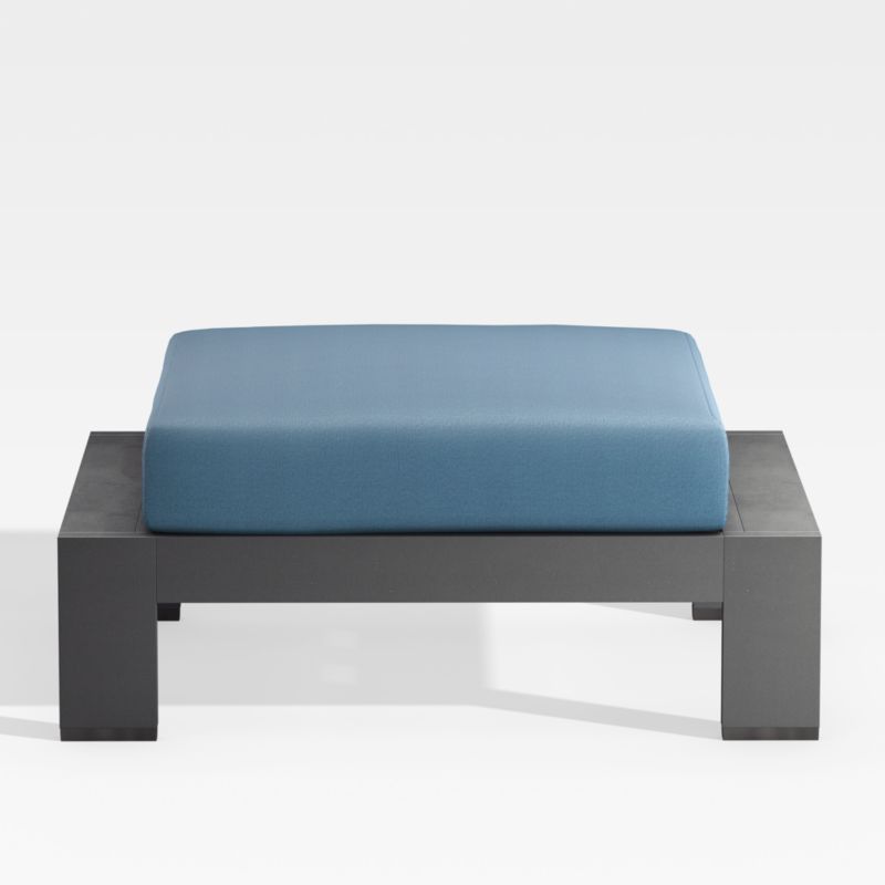 Walker Metal Outdoor Patio Ottoman with Sapphire Sunbrella Cushions