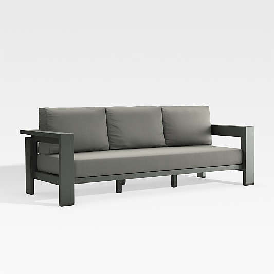 Walker 90" Outdoor Metal Sofa with Graphite Sunbrella ® Cushions