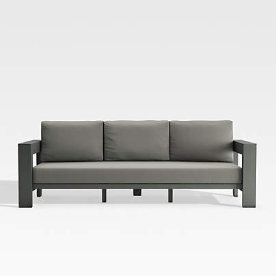 Walker 90" Outdoor Metal Sofa with Graphite Sunbrella ® Cushions