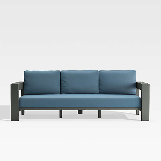 Walker Outdoor Metal Sofa with Sapphire Sunbrella ® Cushions