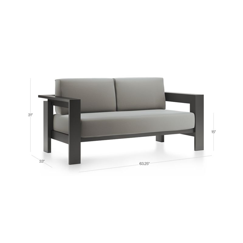 View Walker 63" Metal Outdoor Loveseat with Graphite Sunbrella ® Cushions - image 2 of 11