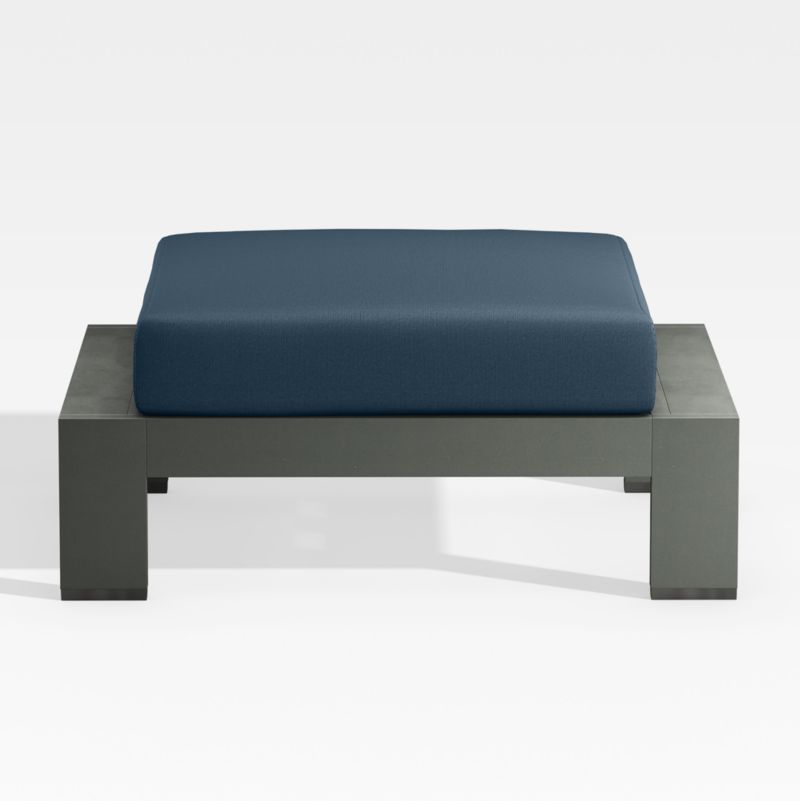 Viewing product image Walker Metal Outdoor Ottoman with Cast Harbor Blue Sunbrella ® Cushion - image 1 of 7