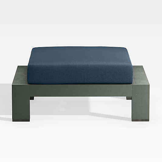 Walker Metal Outdoor Ottoman with Cast Harbor Blue Sunbrella ® Cushion