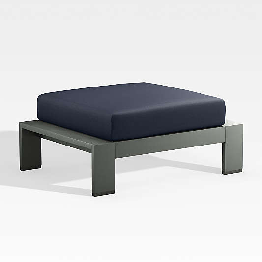 Walker Metal Outdoor Ottoman with Navy Blue Sunbrella ® Cushion