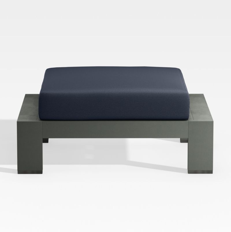 Viewing product image Walker Metal Outdoor Ottoman with Canvas Navy Blue Sunbrella ® Cushion - image 1 of 7