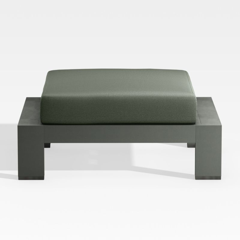 Viewing product image Walker Metal Outdoor Ottoman with Cast Sage Green Sunbrella ® Cushion - image 1 of 7