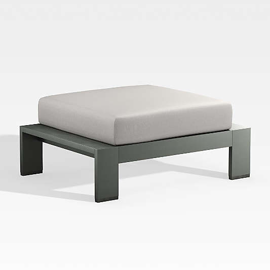 Walker Metal Outdoor Ottoman with Silver Sunbrella ® Cushion