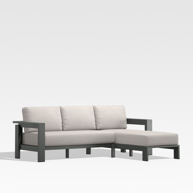 Walker Black Metal 2-Piece Right-Arm Chaise Outdoor Sectional Sofa with Ash Brown Sunbrella ® Cushions - image 4 of 7