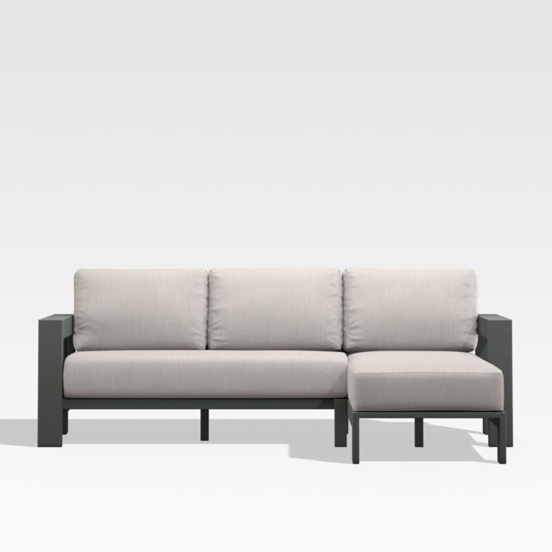 Walker Black Metal 2-Piece Right-Arm Chaise Outdoor Sectional Sofa with Ash Brown Sunbrella ® Cushions - image 0 of 7