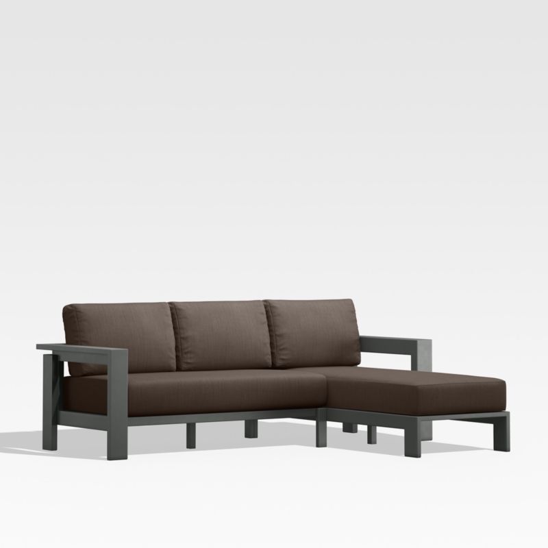 Walker Black Metal 2-Piece Right-Arm Chaise Outdoor Sectional Sofa with Java Brown Sunbrella ® Cushions - image 4 of 7