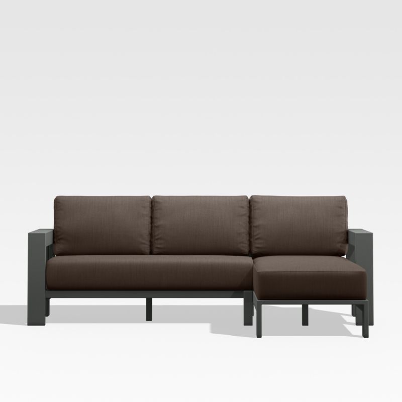 Walker Black Metal 2-Piece Right-Arm Chaise Outdoor Sectional Sofa with Java Brown Sunbrella ® Cushions - image 0 of 7