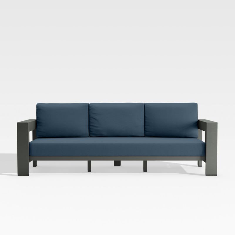 Viewing product image Walker 90" Metal Outdoor Sofa with Cast Harbor Blue Sunbrella ® Cushions - image 1 of 10